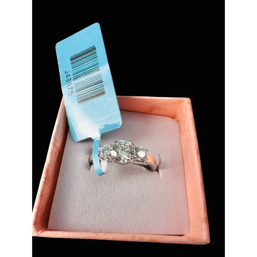 Authentic 925 Sterling Silver 0.91CTW Moissanite Engagement‎ Ring VVSD Size 5